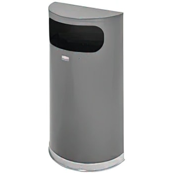Image for Rubbermaid 9 Gallon Half-Round Trash Can (Anthracite/chrome) from HD Supply