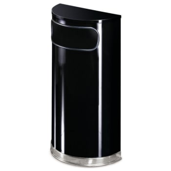 Image for Rubbermaid 9 Gallon Half-Round Trash Can (Black/Chrome) from HD Supply