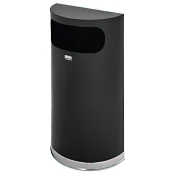 Image for Rubbermaid 9 Gallon Half-Round Trash Can (Black/chrome) from HD Supply