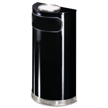 Image for Rubbermaid 9 G. Half Round Trash Can w/ Ashtray (Black) from HD Supply