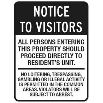 Image for "Notice to Visitors" Sign, Black Reflective, 18 x 24" from HD Supply