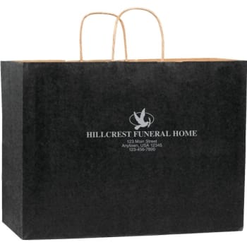 Custom Classic Paper Bag With Handles, Black Matte Finish, 16 X 6 X 12"