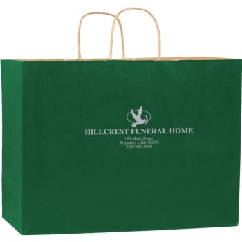 Image for Custom Classic Paper Bag With Handles, Forest Green Matte Finish, 16 X 6 X 12" from HD Supply