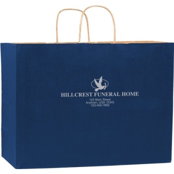 Image for Custom Classic Paper Bag With Handles, Navy Blue Matte Finish, 16 X 6 X 12" from HD Supply