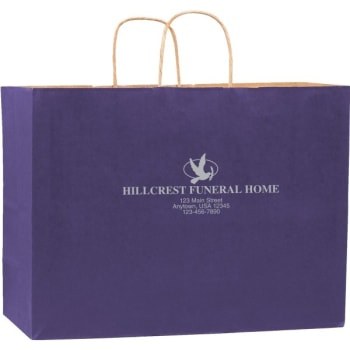 Custom Classic Paper Bag With Handles, Purple Matte Finish, 16 X 6 X 12"
