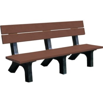 Plastic Recycling Rock Island Bench, Brown With Black Legs, Recycled Plastic, 6'