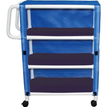 MJM 3 Shelf Linen Cart With Royal Blue Mesh Cover Shelf Size 20 x 50"