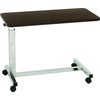 Drive™ Low Overbed Table, 30" x 15" Walnut Top, Chrome Plated Frame, H-Base