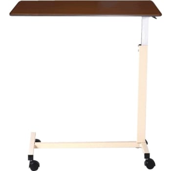 Drive™  Designer Overbed Table, U Base, 30"- 45"H  Opal Frame, Walnut