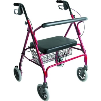 Image for DMI Extra Wide Heavy-Duty Steel Bariatric Rollator Burgundy With Strait Backrest from HD Supply