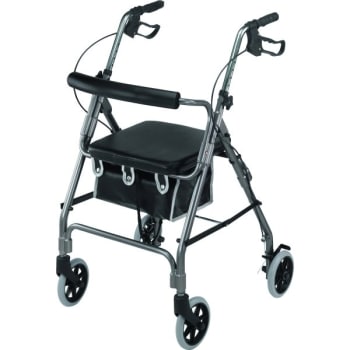 Image for DMI Ultra Lightweight Aluminum Frame Rollator, Curved Backrest, Pouch, Titanium from HD Supply