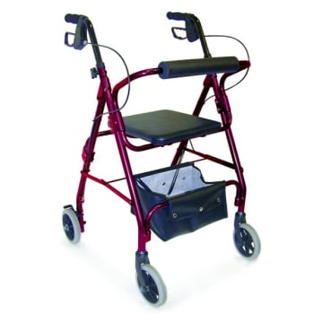 Image for DMI Ultra Lightweight Aluminum Frame Rollator W/ Adjustable Seat Height Burgundy from HD Supply