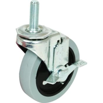 Image for Shepherd 3" Gray Non-Marking Rubber Swivel Caster With Brake - Threaded Stem from HD Supply