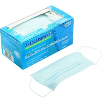 ADENNA® 4-Fold Earloop Face Mask Latex-Free Blue Box Of 50