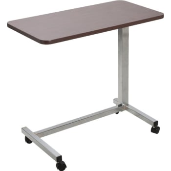 Drive™ Spring Loaded Overbed Table, Chrome U-Base, Mohagany Top, 28-45" Height