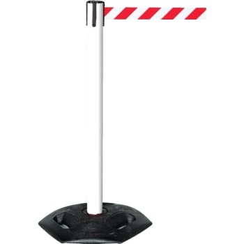 Tensabarrier® Post With Rubber Base, White Post