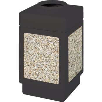 Safco 38 Gallon Top Opening Aggregate Panel Trash Receptacle (Black)
