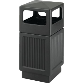 Safco 38 Gallon Side Opening Recessed Panel Trash Receptacle (Black)