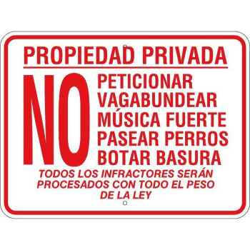 Image for Spanish Private Property Sign, Non-Reflective, 24 x 18 from HD Supply