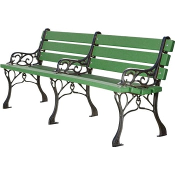 Suncast Commercial Garden Bench Green Resin Wood Black Metal