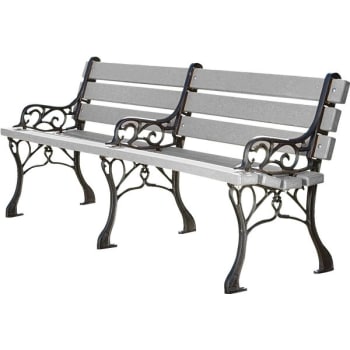 Suncast Commercial Garden Bench Gray Resin Wood Black Metal Frame 6 Hd Supply