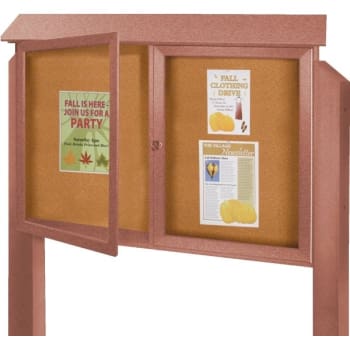 Image for Enclosed Double Door Corkboard, Wall Mount, Cedar, 45" x 3'6" from HD Supply