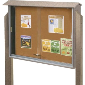 Image for Enclosed Indoor CorkBoard, Lockable Double Sliding Glass Enclosure, Sand, 45" x 36" from HD Supply
