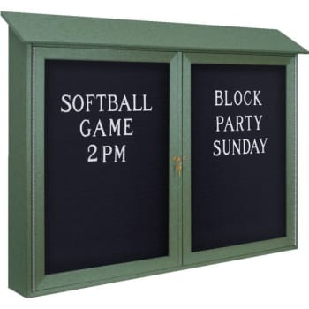 Image for Enclosed Double Door Outdoor Letter Board, Post Mount, Green, 45"W x 36"H x 5-1/2"D from HD Supply