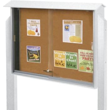 Enclosed Double Door Indoor Letter Board, White, 45" x 3'