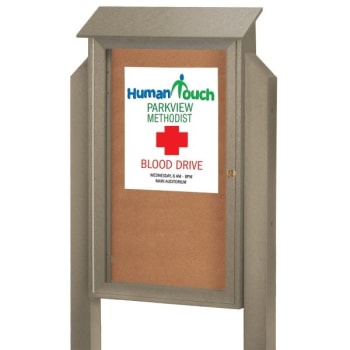 Image for Enclosed Single Door Outdoor Corkboard, Post Mount, Sand, 38 x 54" from HD Supply