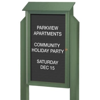 Image for Enclosed Single Door Outdoor Letter Board, Post Mount, Green, 26 x 42" from HD Supply