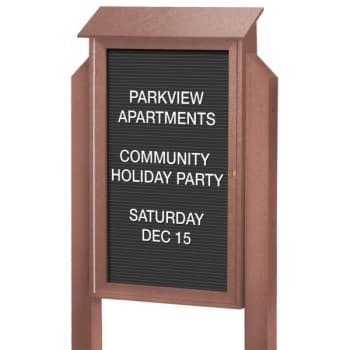 Image for Enclosed Single Door Outdoor Letter Board, Post Mount, Weathered Wood, 38 x 54" from HD Supply