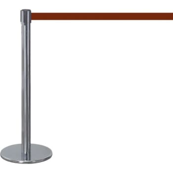 Image for Contemporary Chrome Stanchion With Burgundy Tape from HD Supply