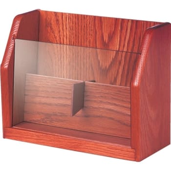 Image for 4-Pocket Oak Literature Rack For 4" Or 8-1/2" Brochures, Mohagany Finish from HD Supply