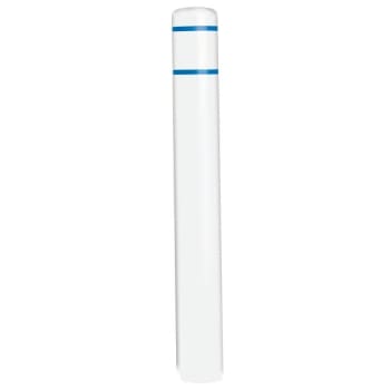 Image for Bollard Post Sleeve, White with Blue Tape, 7 x 60 from HD Supply
