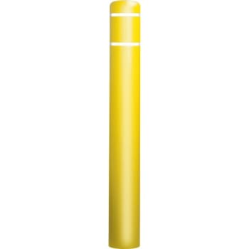 Bollard Post Sleeve, Yellow with White Tape, 4-1/2 x 52