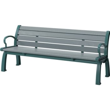 Suncast Commercial Park Bench Green Metal Frame With Gray Resin
