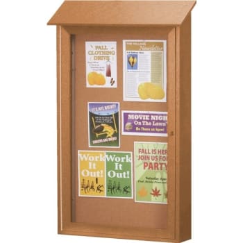 Image for Enclosed Single Door Corkboard, Wall Mount, Cedar, 26 x 42" from HD Supply