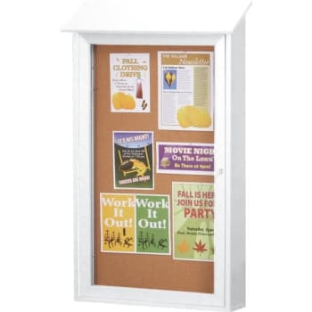 Image for Enclosed Single Door Corkboard, Wall Mount, White, 26 x 42" from HD Supply