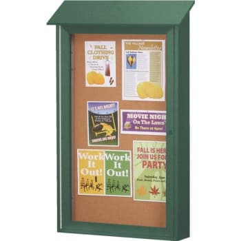 Image for Enclosed Single Door Corkboard, Wall Mount, Green, 32 x 48" from HD Supply