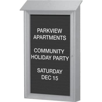 Image for Enclosed Single Door Indoor Letter Board, Wall Mount, Light Gray, 32 x 48" from HD Supply