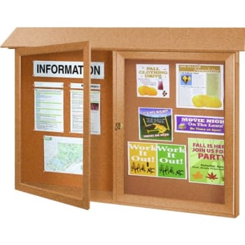 Image for Enclosed Double Door Indoor Corkboard, Wall Mount, Cedar, 45" x 3'6" from HD Supply