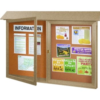 Image for Enclosed Double Door Outdoor Corkboard, Wall Mount, Sand, 52 X 40" from HD Supply