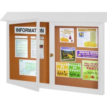 Image for Enclosed Double Door Corkboard, Wall Mount, White, 52 x 40" from HD Supply