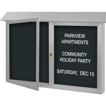 Image for Enclosed Double Door Indoor Letter Board, Wall Mount, Light Gray, 45" x 3'6" from HD Supply