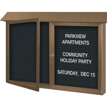 Image for Enclosed Double Door Indoor Letter Board, Wall Mount, Weathered Wood, 45" x3'6" from HD Supply