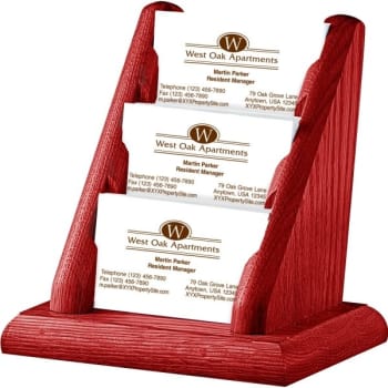 Image for 3 Pocket Business Card Holder, Dark Red Mahogany Finish, 3-1/2" Slots from HD Supply