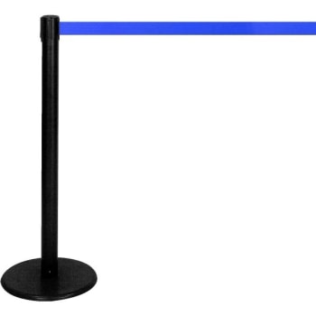 Contemporary Black Stanchion With Royal Blue Tape