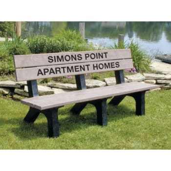 Plastic Recycling Rock Island Personalized Bench, Gray Recycled Plastic