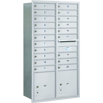 Salsbury Industries® Horizontal 4C Mailbox, 20 Boxes/2 Parcel Lockers, Silver
